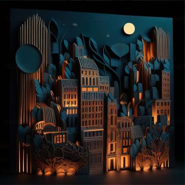 3D model st night city (STL)